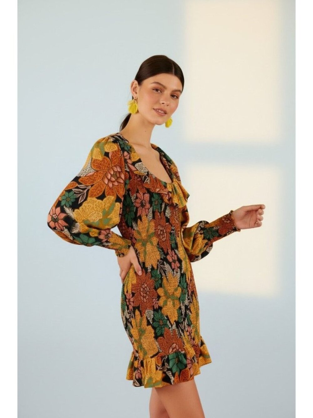 Farm Rio Garden Print Mini Dress - Smocked Bodice, Size XL, New with Tags - Picture 3 of 4
